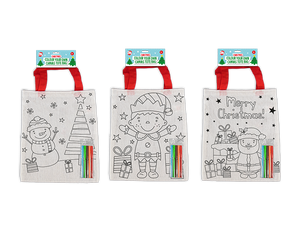 Christmas Colour Your Own Canvas Tote Bag