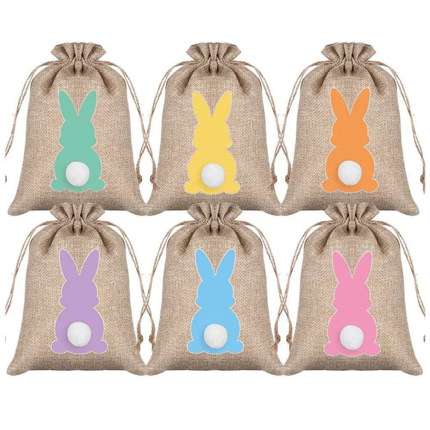 Set of 6 hessian Easter sacks