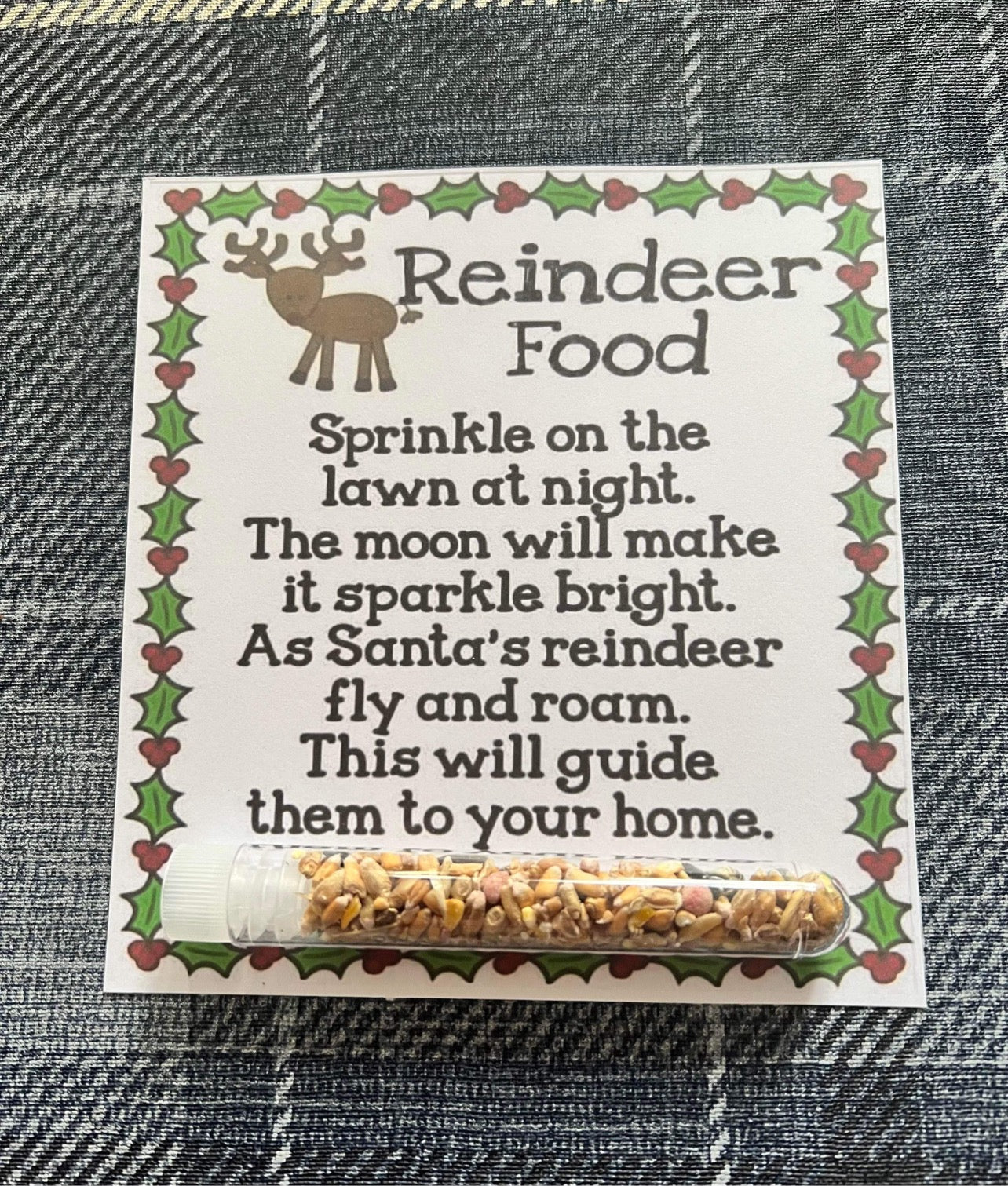 Reindeer food with backing card