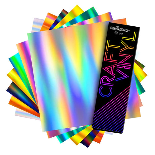 Teckwrap Holographic glossy rainbow craft vinyl sheet pack